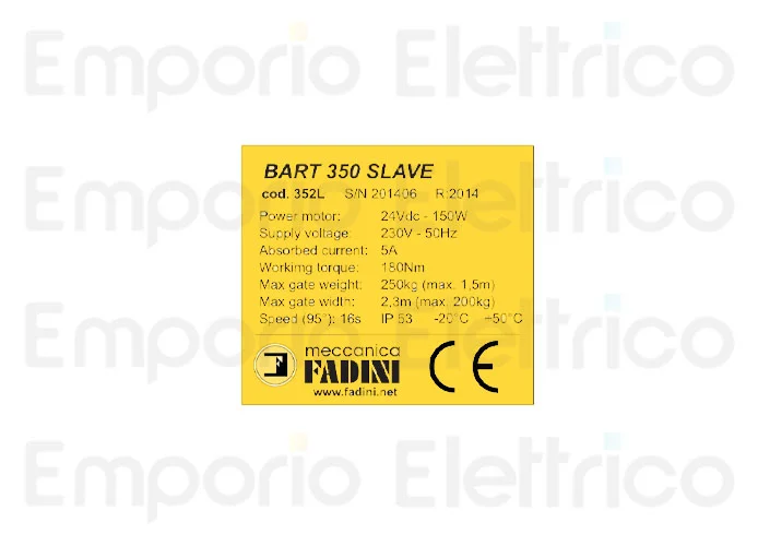 fadini spare part label bart 350 slave for bart 350 35059