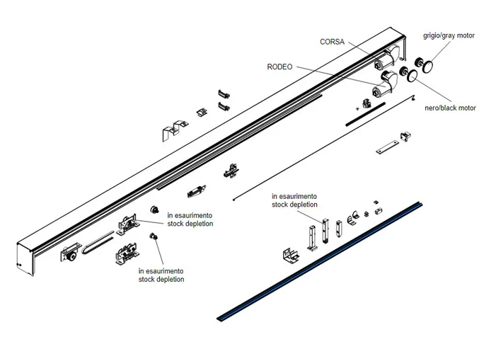 came spare part breakout anti-panic floor rail profile 119rip048