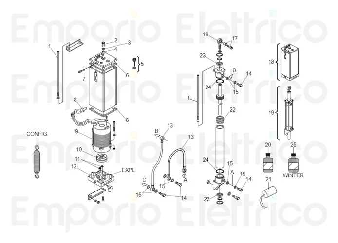 faac spare parts page for barriers 615 bpr standard